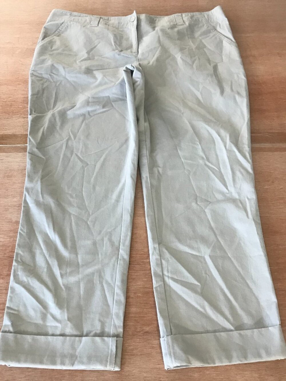 Tommy Bahama Sail Away Twill Boyfriend Pants Women 16 Beige Mid Rise Cuffed